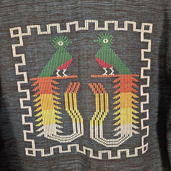 VTG 70s Guatemalan Handmade Quetzel Tribal Aztec Shirt Jacket Embroidered Medium - Picture 8 of 10